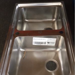 FRANKE S/STEEL DOUBLE BOWL SINK SOLD AS IS NO FRANKE WASTES OR CLIPS SOLD AS IS