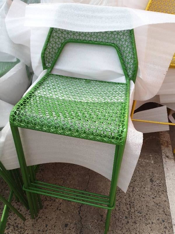 EX-HIRE METAL BAR STOOLS-GREEN SOLD AS IS
