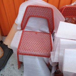 EX-HIRE METAL CHAIR-RED SOLD AS IS