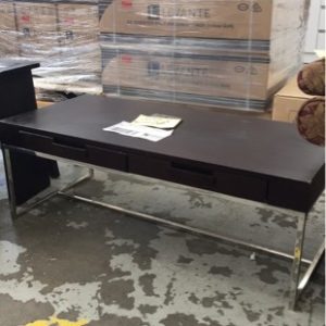 EX HIRE - WENGE COFFEE TABLE WITH CHROME LEGS SOLD AS IS