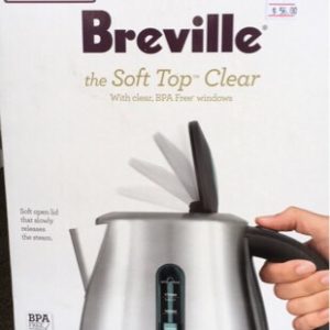 BREVILLE 1.7 LT SOFT TOP STAINLESS STEEL ELECTRIC KETTLE CLEAR COCONUT BKE495CCT