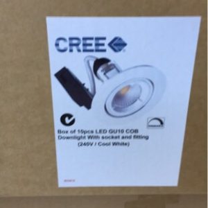 BOX OF 10 PIECES CREE LED GU10 COB DOWNLIGHT WITH SOCKET AND FITTING