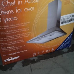 CHEF 600MM CHIMNEY RANGE HOOD CS602S WITH SLIGHT DENT SOLD AS IS NO WARRANTY