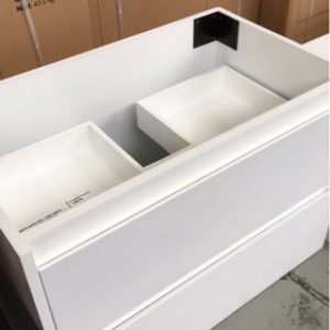 750MM WHITE GLOSS WALL HUNG VANITY WITH 2 DRAWERS NO TOP SUPPLIED SOLD AS IS AR750