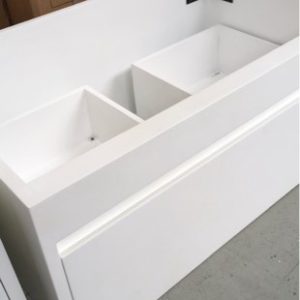 750MM WHITE GLOSS WALL HUNG VANITY WITH SINGLE DRAWER NO TOP SUPPLIED SOLD AS IS HE75