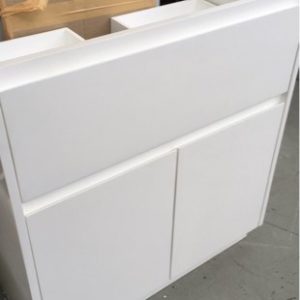 750MM GLOSS WHITE FLOOR VANITY WITH DRAWER AT TOP WITH 2 DOORS BELOW NO TOP SUPPLIED
