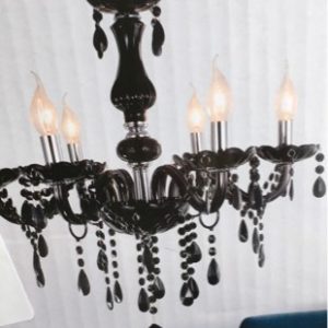 NEW FRENCH PROVINCIAL VINTAGE STYLE GLASS CHANDELIER BLACK 6 ARMS FITS E14 240V