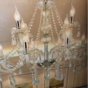 NEW FRENCH PROVINCIAL VINTAGE STYLE GLASS CHANDELIER CLEAR 12 ARMS FITS E14 240V