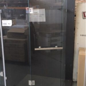 FSS1000 DIAMOND FRAMELESS SHOWER SCREEN 1000MM X 1000MM CORNER SHOWER SCREEN WITH ANGLED DOOR ONLY TO BE INSTALLED DIRECTLY ONTO TILED FLOORS 10MM AUSTRALIAN STANDARD GLASS QUALITY BRASS FITTINGS **3 BOXES ON PICK UP**