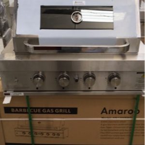 NEW EURO 900MM BUILT IN 4 BURNER BBQ WITH HOOD FULL S/STEEL WITH BLUE LED LIGHT KNOBS WITH 2 YEAR WARRANTY HN900RBQ