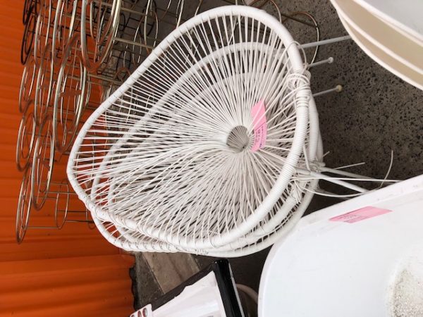 EX HIRE WHITE OUTDOOR CHAIR SOLD AS IS