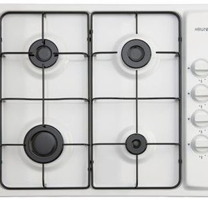 EURO WHITE 600MM GAS 4 BURNER COOKTOP WITH ONE TOUCH ELECTRONIC IGNITION WITH SIDE CONTROLS MODEL EPZ4EEWH WITH 12 MONTH WARRANTY
