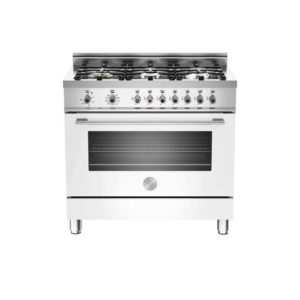 BERTAZZONI X906MFEBI 900MM FREESTANDING OVEN PURE WHITE DUEL FUEL WITH 6 BURNER GAS COOKTOP AND ELECTRIC OVEN WITH 9 COOKING FUNCTIONS WITH LOWER COMPARTMENT DRAWER WITH 3 MONTH WARRANTY