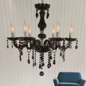 NEW FRENCH PROVINCIAL VINTAGE STYLE GLASS CHANDELIER BLACK - 6 ARMS FITS E14 240V