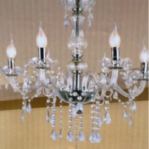 NEW FRENCH PROVINCIAL VINTAGE STYLE GLASS CHANDELIER CLEAR - 6 ARMS FITS E14 240V