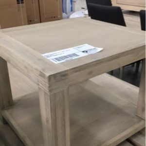 NEW ACACIA WOOD LIGHT GREY TIMBER LAMP TABLE 600MM X 600MM X 500MM