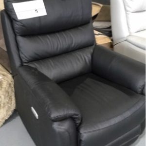 ROLAND BLACK LEATHER ELECTRIC RECLINER ARMCHAIR
