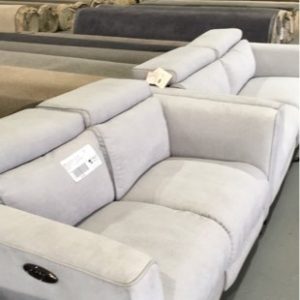 MIRADA 2.5 SEATER AND 2 SEATER COUCH WITH UPHOLSTERED MIST FABRIC WITH ELECTRIC RECLINERS ELECTRIC ADJUSTABLE HEAD RESTSWITH METAL LEGS