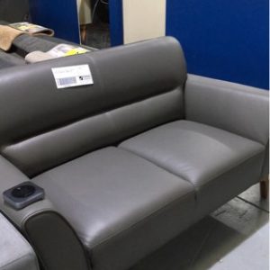 TOLEDO CAPRI GREY LEATHER 2.5 SEATER & 2 SEATER LOUNGE WITH TIMBER LEGS