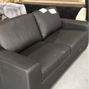 RIDLEY 2.5 SEATER SOFA BED COUCH BLACK LEATHER WITH LONG MATTRESS