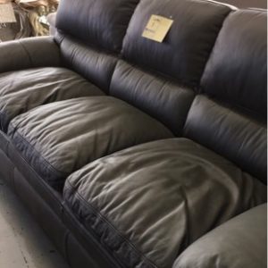 EX DISPLAY 3 SEATER GREY FULL LEATHER SOPHA RRP $1599