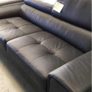 EX DISPLAY 2.5 SEATER BLACK LEATHER SOPHA WITH ADJUSTABLE HEAD RESTS RRP $1499