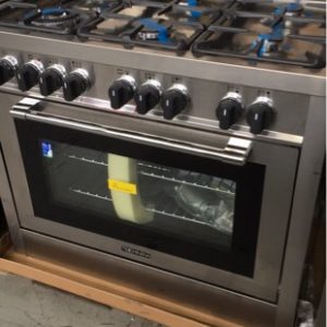 TECHNIKA TGG96U 900MM S/STEEL FREESTANDING OVEN ALL GAS OVEN WITH 6 BURNER GAS COOKTOP GAS OVEN WITH 5 COOKING FUNCTIONS MADE IN ITALY WITH TRIPLE GLAZED COOL TOUCH DOOR WITH 3 MONTH WARRANTY