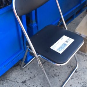 EX HIRE BLACK FOLDING CHAIR WITH CHROME LEGS SOLD AS IS