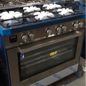 EX DISPLAY EURO 900MM GAS FREESTANDING OVEN ES90GFTSS WITH 5 BURNER GAS COOKTOP AND JUMBO 121 LITRE OVEN WITH STORAGE DRAWER WITH 3 MONTH WARRANTY DEO7199