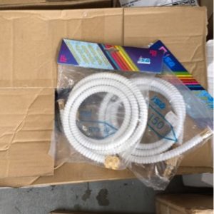 BOX OF WHITE SHOWER HOSES SOLD AS IS