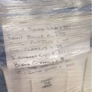 EX HIRE CATERING - PALLET OF ASSORTED CATERING PLATESSPOONS ETC SOLD AS IS