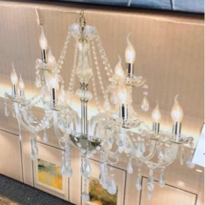 NEW FRENCH PROVINCIAL VINTAGE STYLE GLASS CHANDELIER CLEAR - 6 ARMS FITS E14 240V