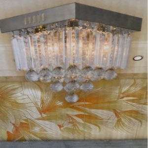 NEW MODERN STYLE GLASS CHANDELIER CLEAR 4 HEAD SQUARE FITS E14 240V