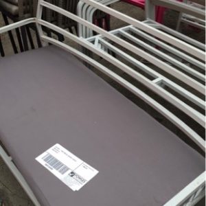 EX HIRE - GREY METAL DOUBLE COUCH SOLD AS IS SOLD AS IS