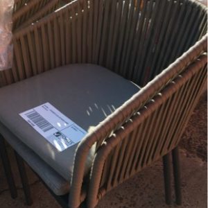EX HIRE - DESIGNER OLIVE OUTDOOR CHAIR SOLD AS IS