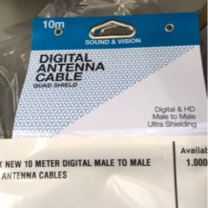 3 X NEW 10 METER DIGITAL MALE TO MALE TV ANTENNA CABLES