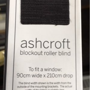 NEW BOXED ASHCROFT ROLLER BLIND BLACK 90CM X 210CM