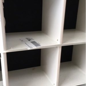 WHITE STORAGE METAL OPEN CABINET SOLD AS IS