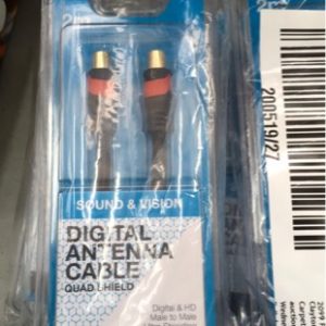 NEW MALE TO MALE ANTENNA TO TV CABLES 2 METRES