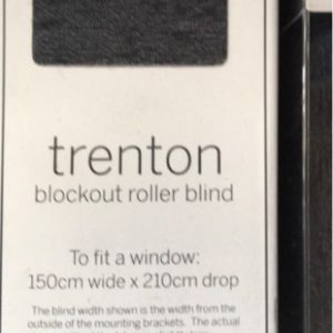 NEW TRENTON BLOCK OUT ROLLER BLIND 150CM X 210CM GUNMETAL DESIGNER LOOK FABRIC JACQUARD COLOUR MATCHING FRONT & BACK UV & HEAT PROTECTION
