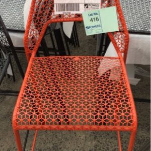 EX HIRE FURNITURE - RED SOLID METAL GEO BAR STOOL SOLD AS IS