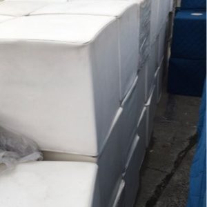 EX HIRE FURNITURE - WHITE OTTOMAN SOLD AS IS