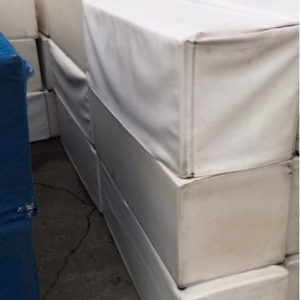 EX HIRE FURNITURE - LONG WHITE OTTOMAN SOLD AS IS