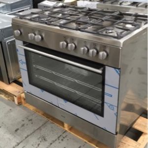 EX DISPLAY EURO 900MMM FREESTANDING OVEN EP90DMSX DUEL FUEL 8 MULTI FUNCTION 5 GAS BURNER COOKTOP WITH 3 MONTH WARRANTY DEO7283