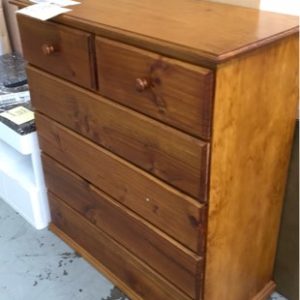 6 DRAWER STAINED TIMBER TALLBOY RRP$1098