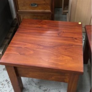 STAINED TIMBER LAMP TABLE