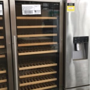 EX DISPLAY EURO 450LITRE WINE FRIDGE WITH TIMBER RACKS DOUBLE GLAZED DUAL TEMPERATURE ZONES BLUE LED LIGHT HUMIDITY CONTROLLED RRP$2155 MODEL E430WSCS1 DEO7289