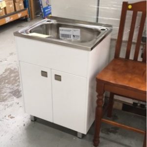 NEW LAUNDRY TUB WHITE GLOSS CABINET WITH S/STEEL TUB WITH ACCESSORIES
