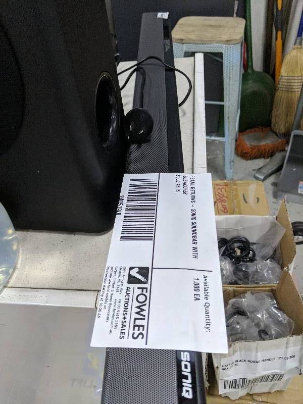 RETAIL RETURNS - SONIQ SOUNDBAR WITH SUBWOOFER SOLD AS IS