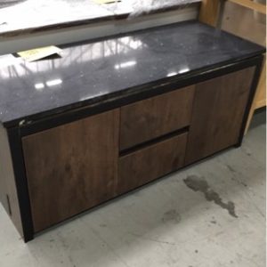 1200MM WALL HUNG VANITY WITH BLACK DIAMOND STONE BENCH TOP AND ABOVE COUNTER BOWL - CLARISSA
